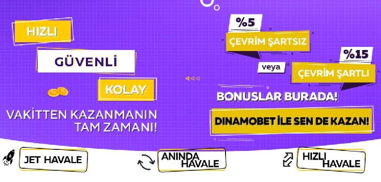 Dinamobet 5 TL Çevrimsiz Şartsız Deneme Bonusu