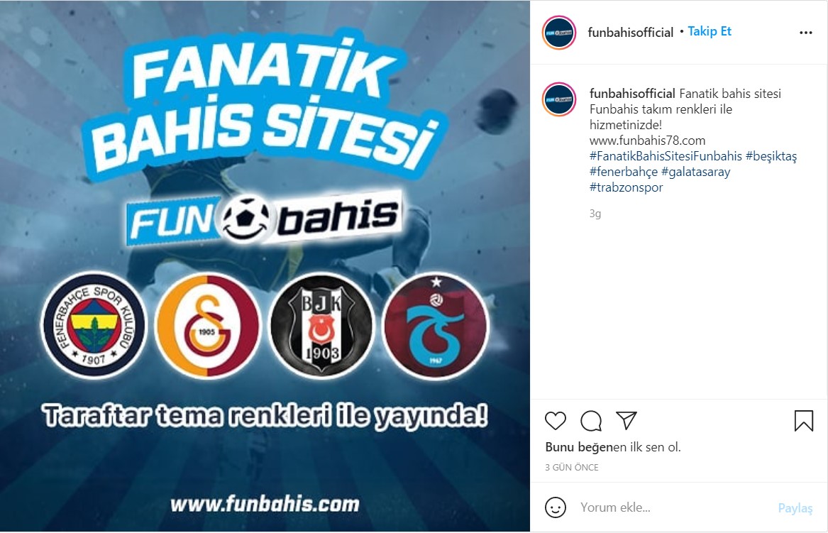Funbahis 75 TL Deneme Bonusu Instgram
